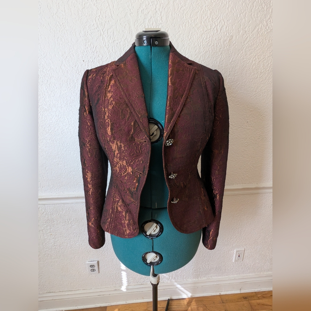 The Limited Maroon Brocade Women's Blazer